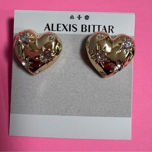 Alexis Bittar Starburst Crystal Puffy Heart Stud Earrings NWT
